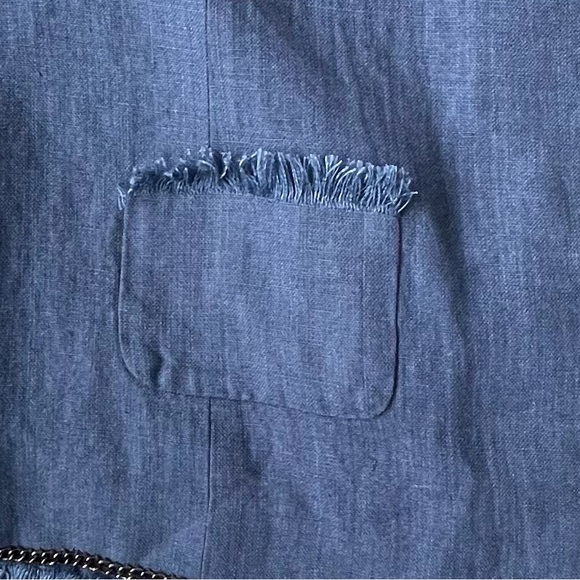 SOFT Surroundings Blue Linen Chambray Chain Lagenlook Coastal Jacket Blazer 3X - Picture 3 of 8